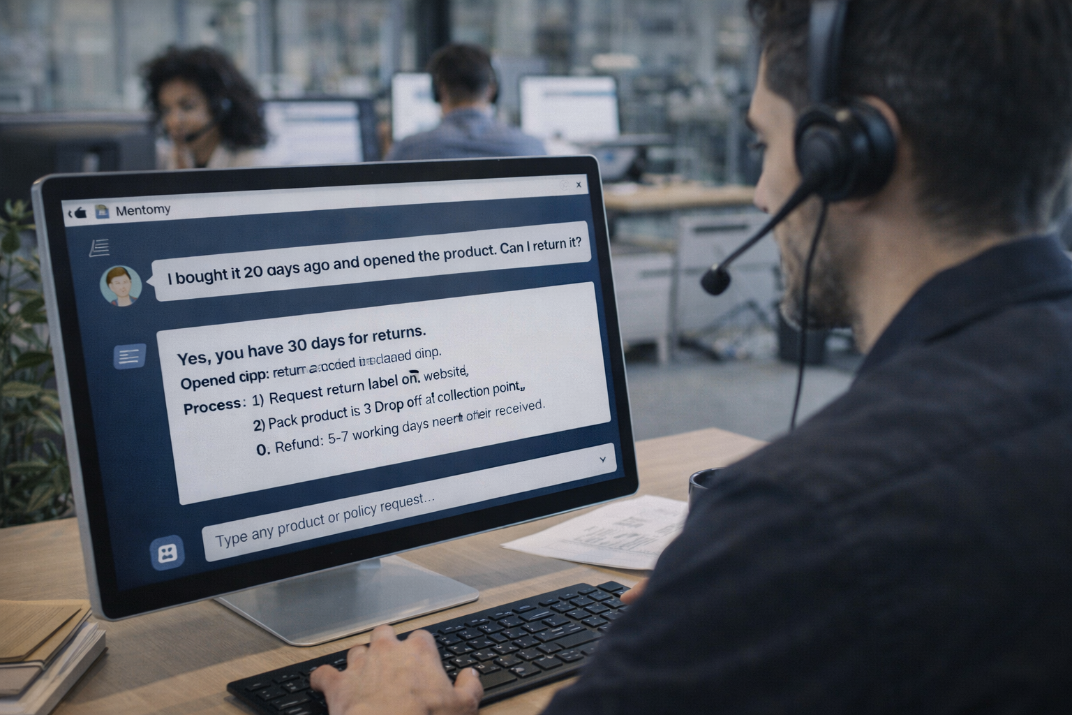 Atención al Cliente: Agentes resolviendo consultas con respuestas precisas al instante